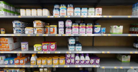Shelves with baby formula
