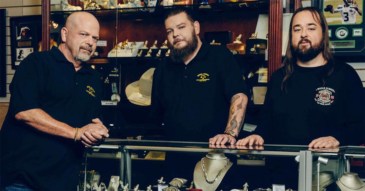 The cast of 'Pawn Stars' in the pawn shop. 