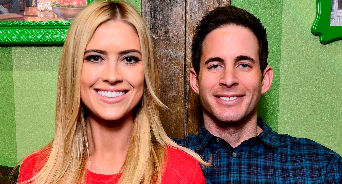 christina el moussa in red and tarek el moussa in blue flannel