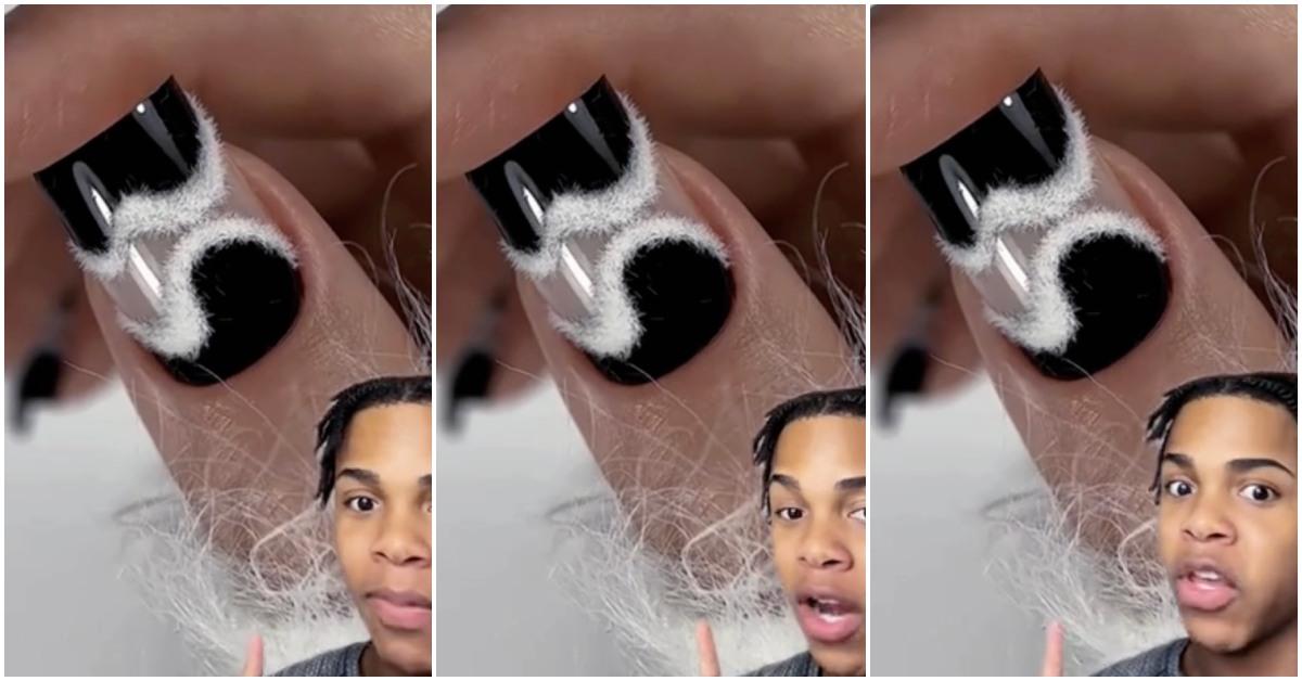 An example of the furry nail trend going viral on TikTok.