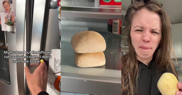 Husband Puts Away Leftovers