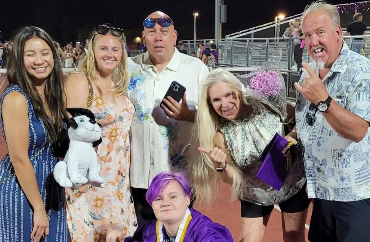 Darrell Sheets with his wife and family at his granddaughter's graduation.