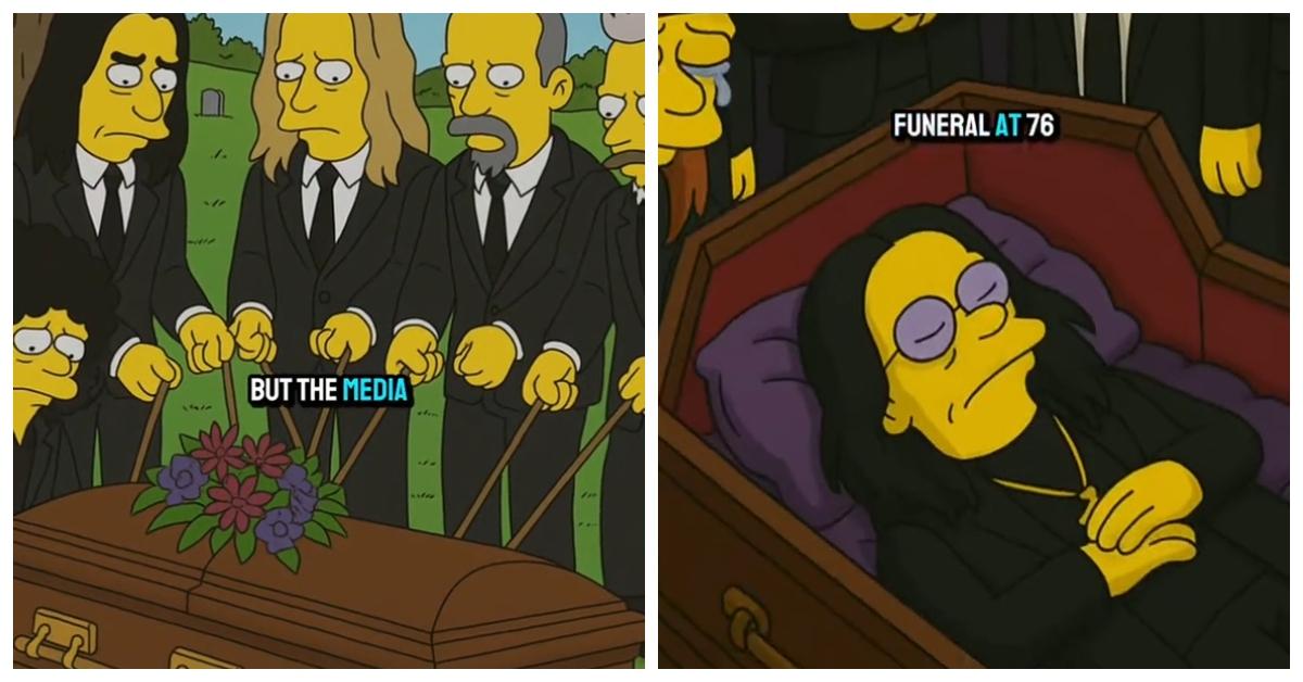 Ozzy Osbourne's death as portrayed in an AI-generated 'Simpsons' video