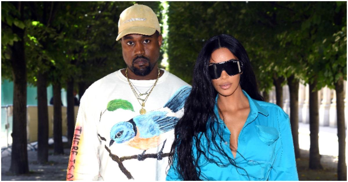 (l-r): Kanye West and Kim Kardashian attending a fashion show together as a couple.