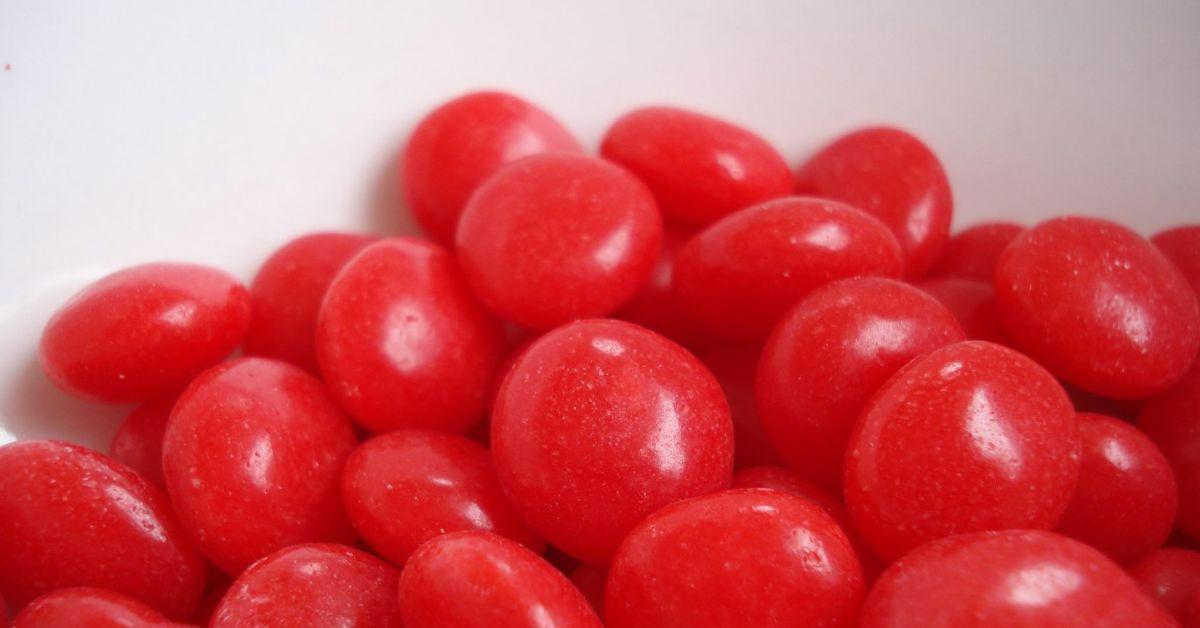 Red Hots against a white background. 