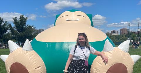 In front of the Snorlax at Pokémon GO Fest NYC