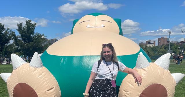 In front of the Snorlax at Pokémon GO Fest NYC