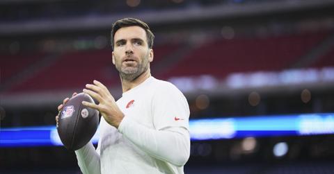 Joe Flacco #15 of the Cleveland Browns warms up before kickoff against the Houston Texans at NRG Stadium on Dec. 24, 2023