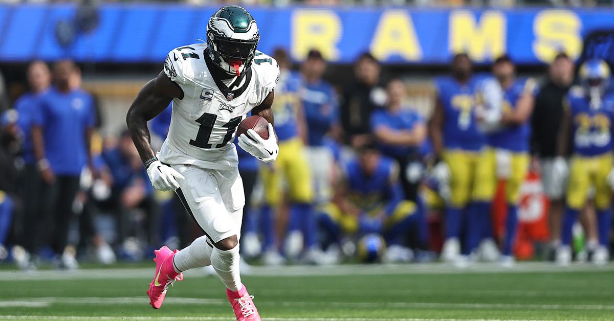 A.J. Brown in the open field against the Los Angeles Rams. 