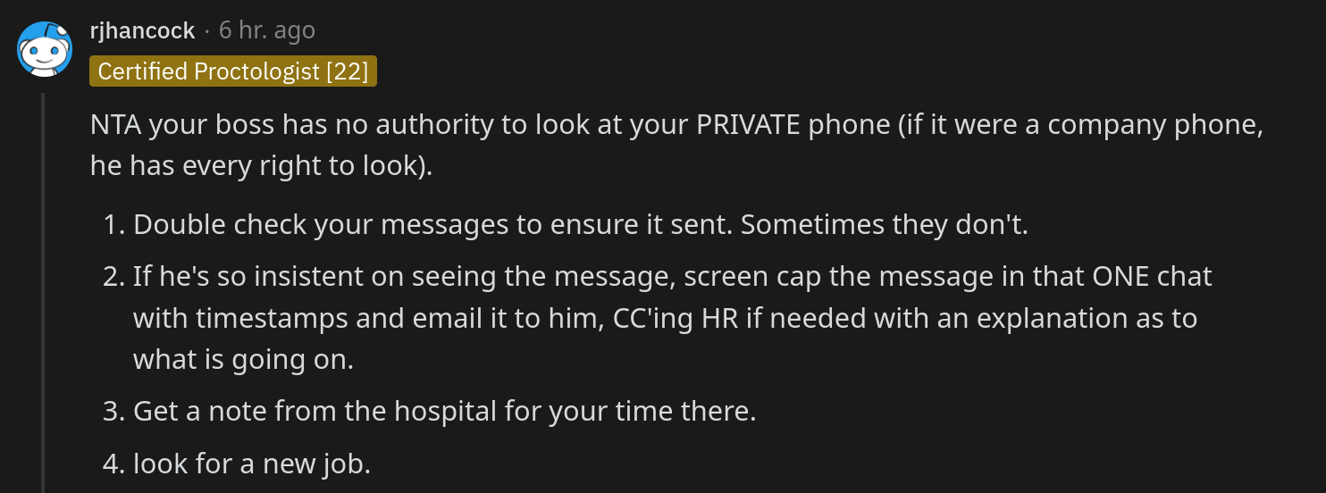 boss demands to look at employees phone