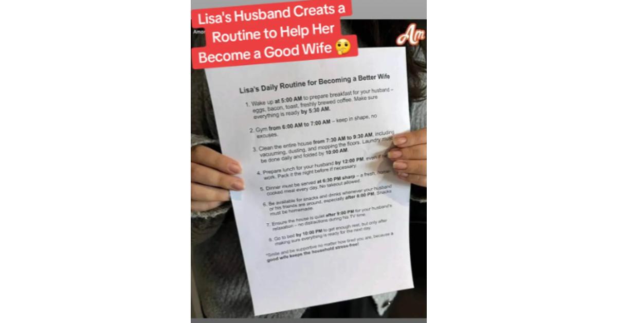 Woman Shares Routine From Husband for Being a Better Wife