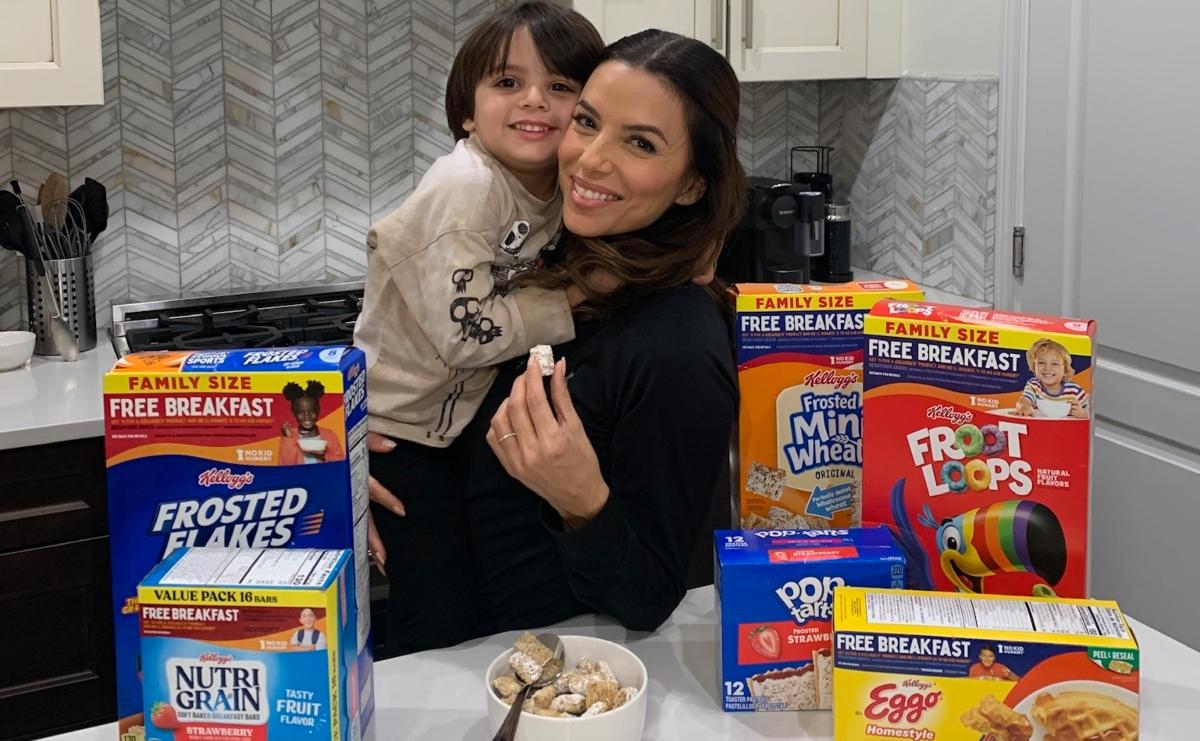 Eva Longoria and her son in partnership with Kellogg's.