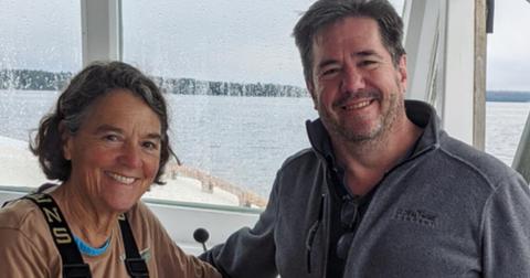 Linda Greenlaw and Ray Isle posing on a boat