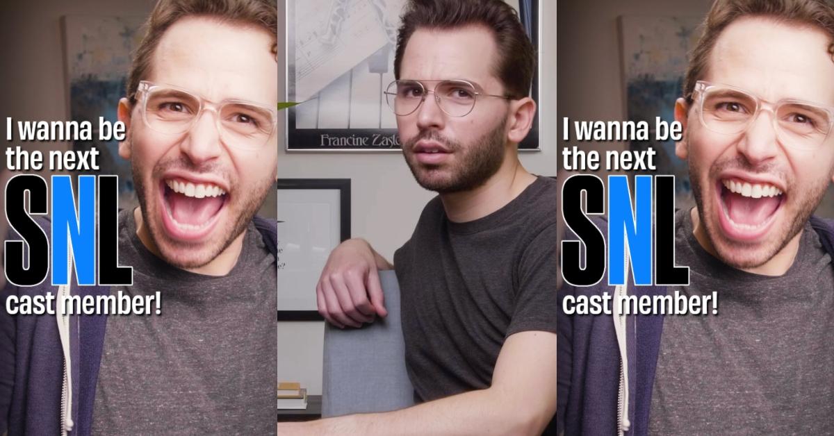 Stills of Jake Novak's SNL audition video and the next video he posted.