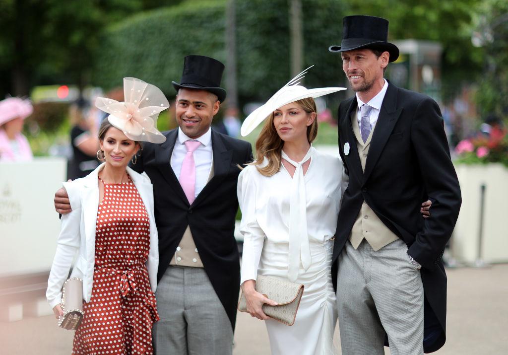Laura Johnson, Glen Johnson, Abbey Clancy and Peter Crouch on day three, Ladies Day, of Royal Ascot