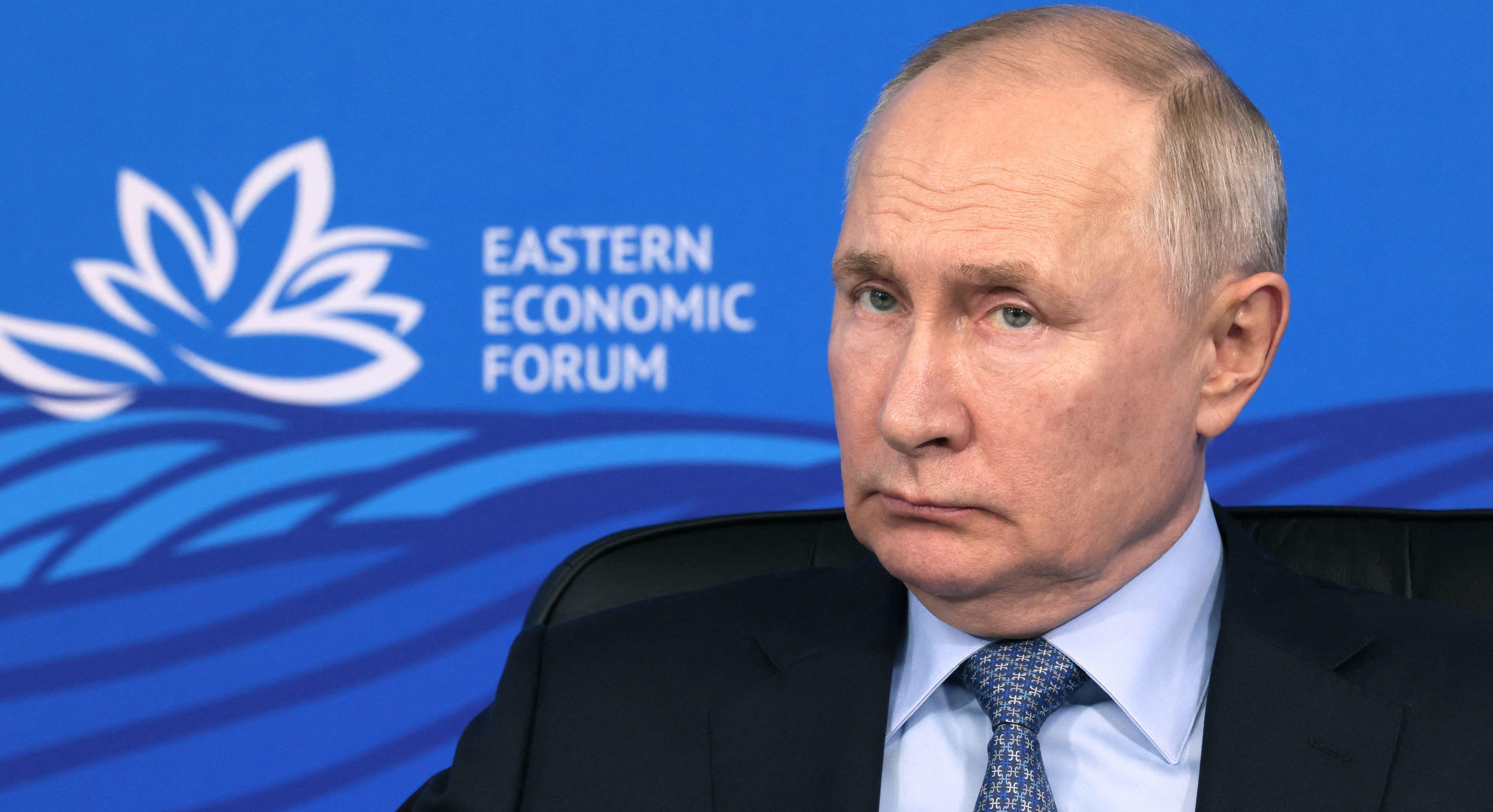 Russia's President Vladimir Putin chairs a meeting during the Eastern Economic Forum.