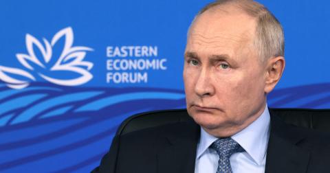 Russia's President Vladimir Putin chairs a meeting during the Eastern Economic Forum.