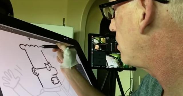 scott adams drawing dilbert