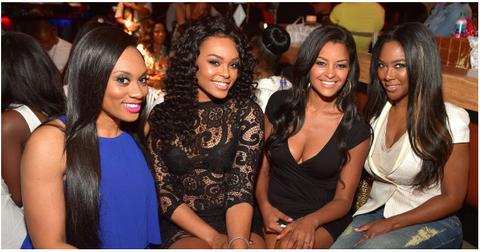 (l-r): Carmon Cambrice, Demetria McKinney, Claudia Jordan and Kenya Moore at Kandi Burruss's event