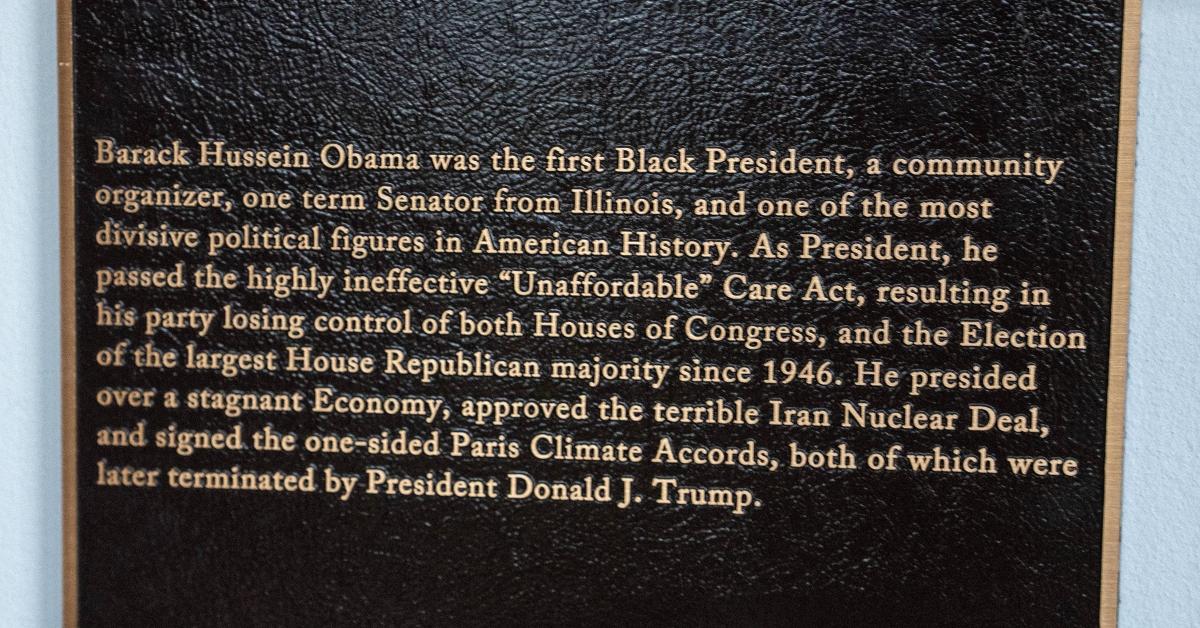 Barack Obama plaque at the White House Hall of Presidents