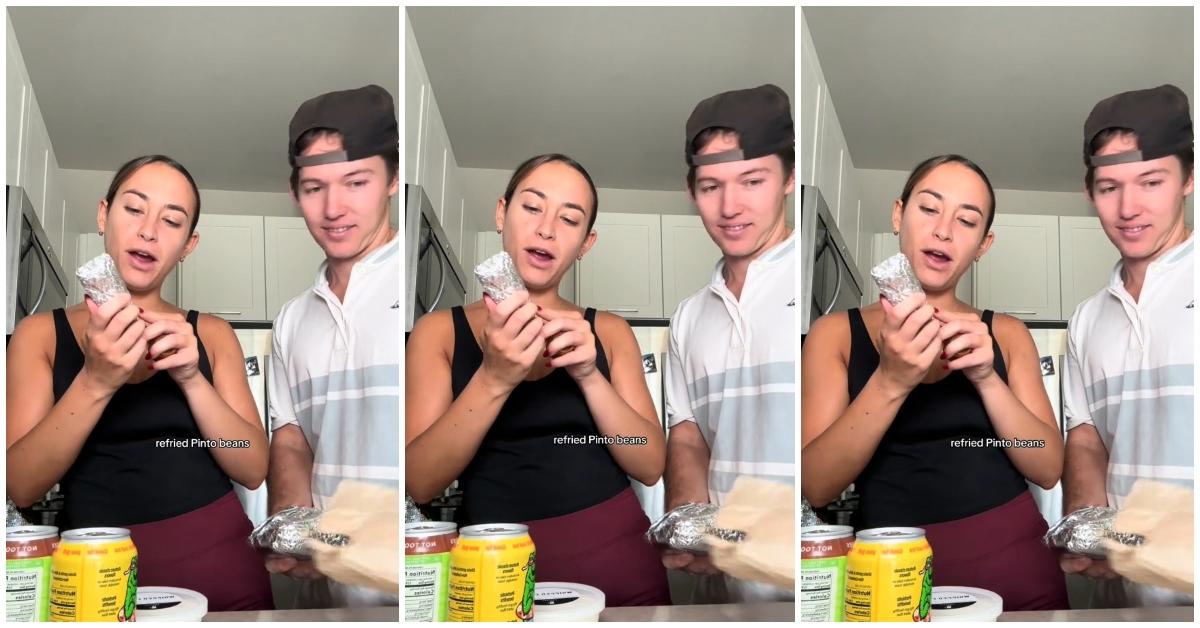 The OP and her boyfriend doing a food challenge on TikTok