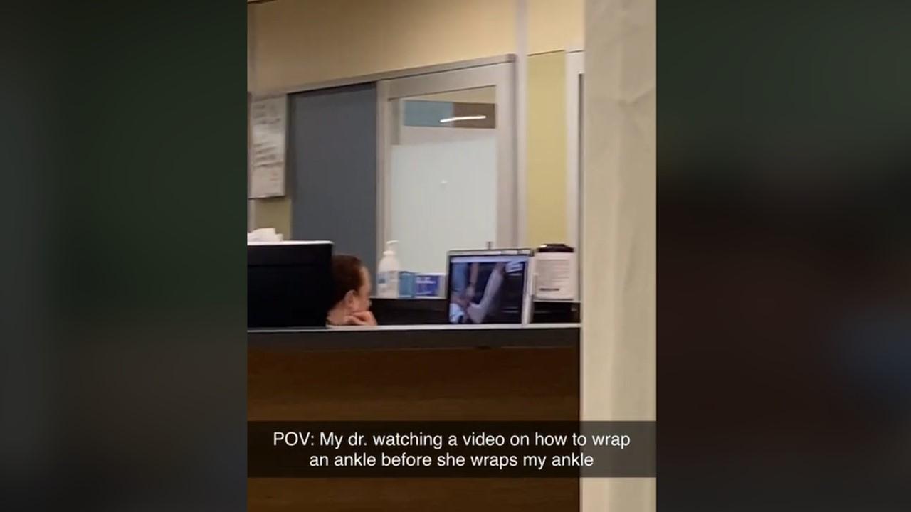 A man saw his doctor watching an ankle-wrapping video before treating his ankle