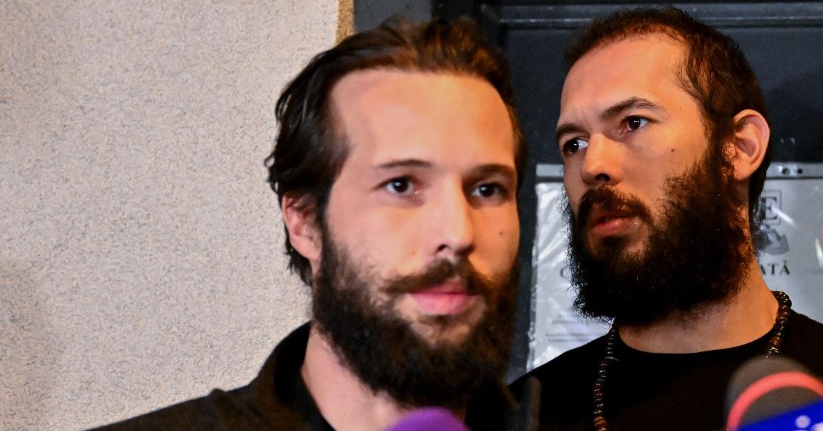 Tristan and Andrew Tate outside a Romanian prison