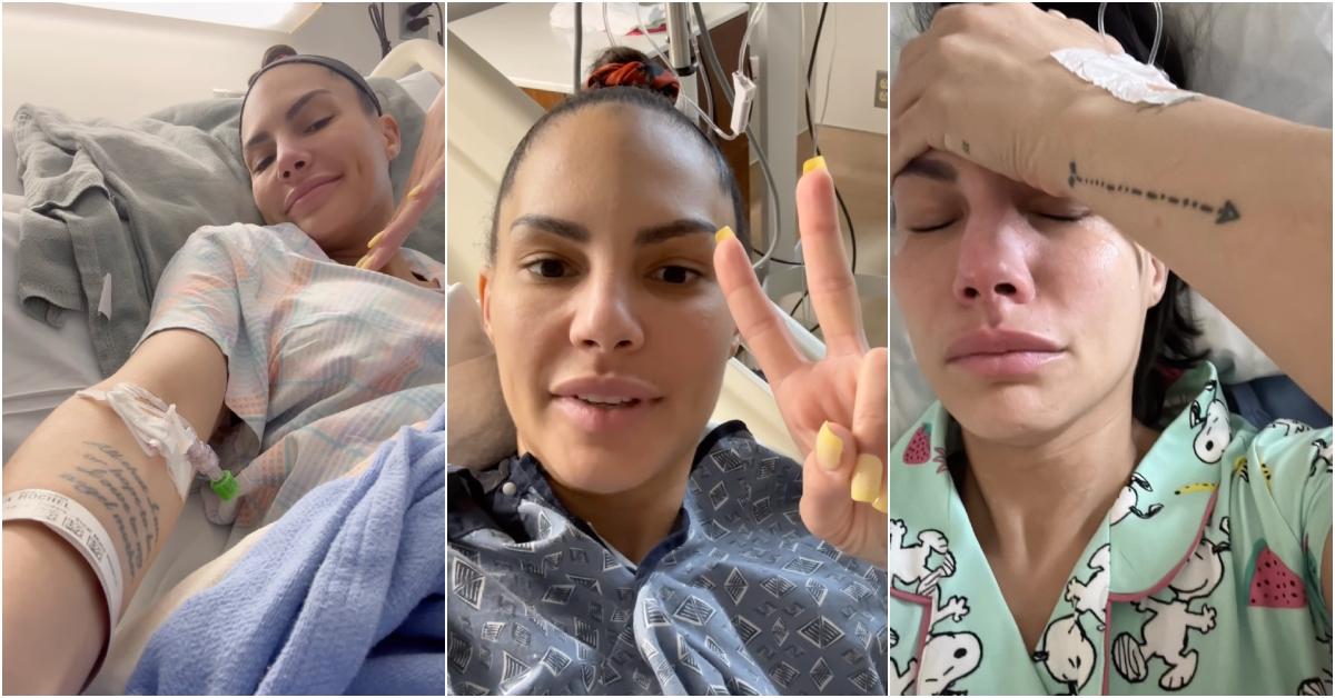 Amanza Smith taking selfies from her hospital bed.