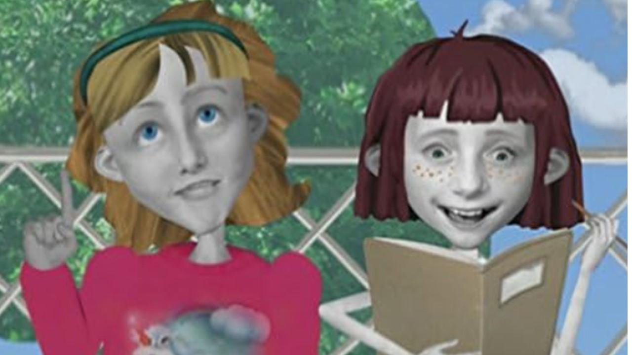 Angela Anaconda reading a book with a friend