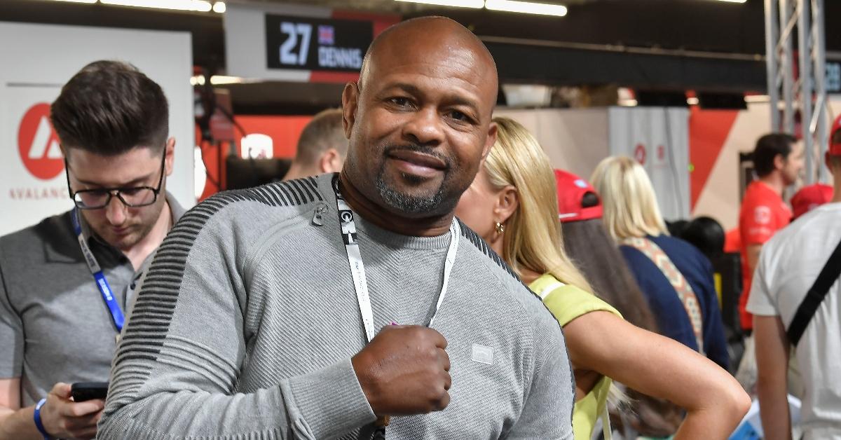 Roy Jones Jr in a gray sweatshirt at the 2022 London E-Prix Round 13