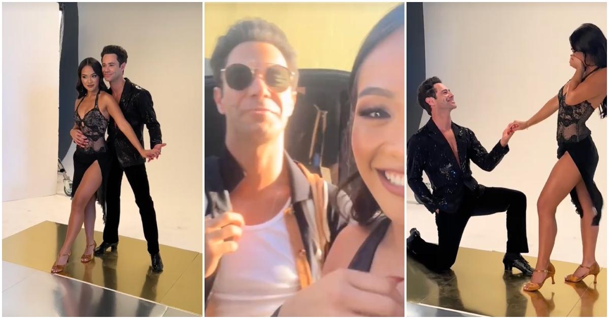 Jenn Tran and Sasha Farber taking photos for 'DWTS'.