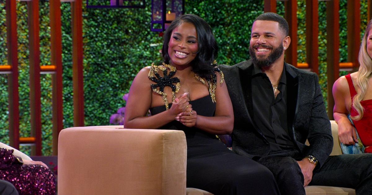 Ashley Adionser and Tyler Francis during the 'Love Is Blind' Season 7 reunion.