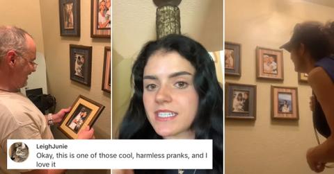 Parents realize their daughter replaced all of the photos in their house