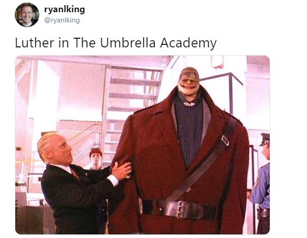 People Can T Stop Making Memes About Luther S Body In The Umbrella Academy - number 5 umbrella academy roblox