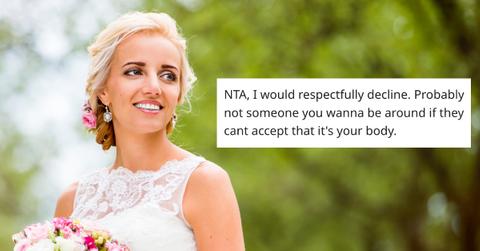 A woman said that her friend who's getting married wants her to bleach her hair for the wedding.