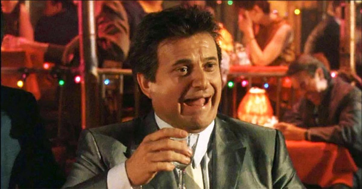 Tommy DeVito laughing and drinking in 'Goodfellas.' 