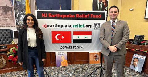 (l-r): Jennifer Aydin and Mayor Andre Sayegh