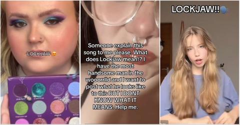 Collage of TikTok users using the Lockjaw song in their videos