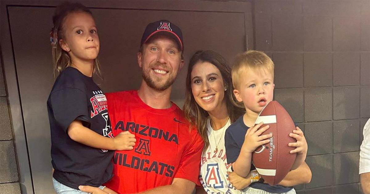 Nick and Tori Foles holding their kids in Arizona. 