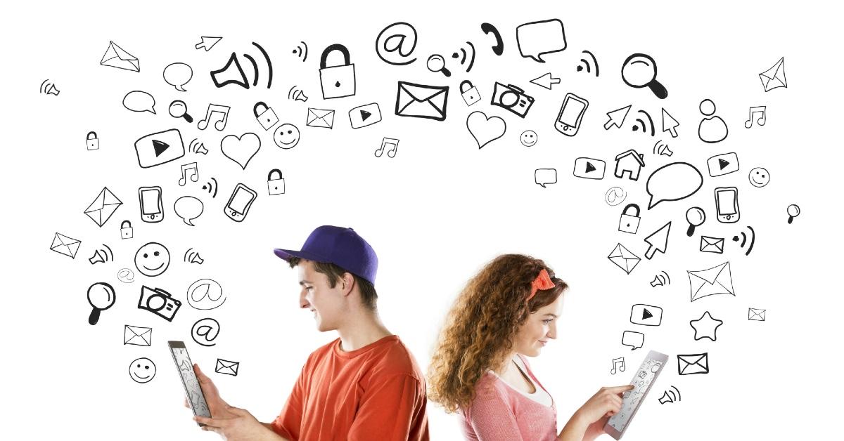 Two people using gadgets