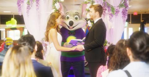 Chuck E. Cheese officiates a wedding