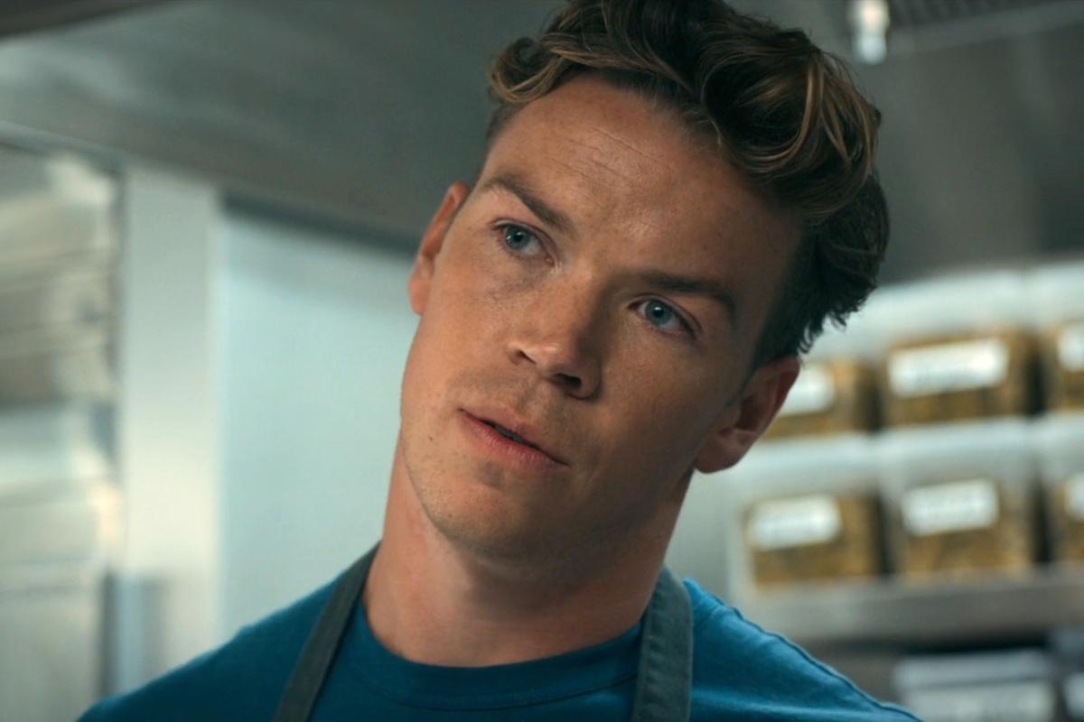 Will Poulter as Luca in 'The Bear' talks and looks serious.