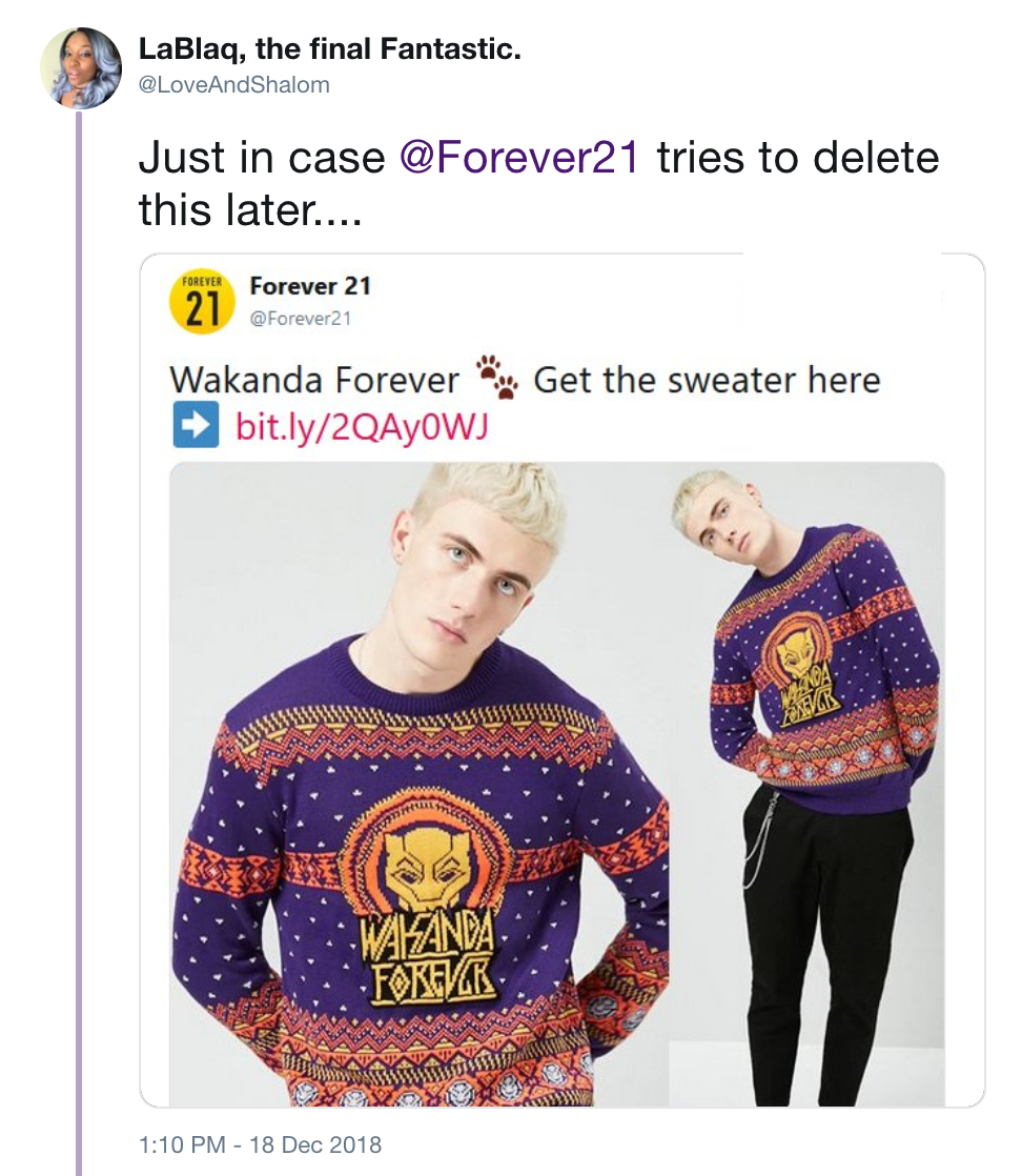 wakanda sweater forever 21