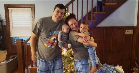 Shane and Ashley Sherwood celebrating Christmas with their sons Sylis and Swayman.