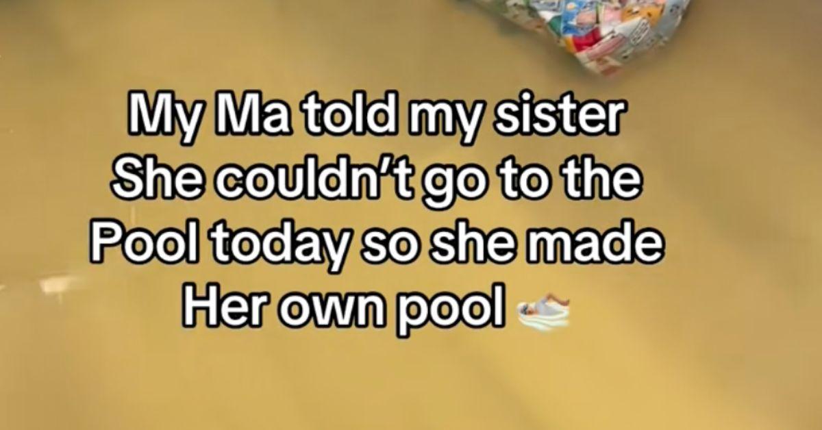The girl's room flooded with water. 