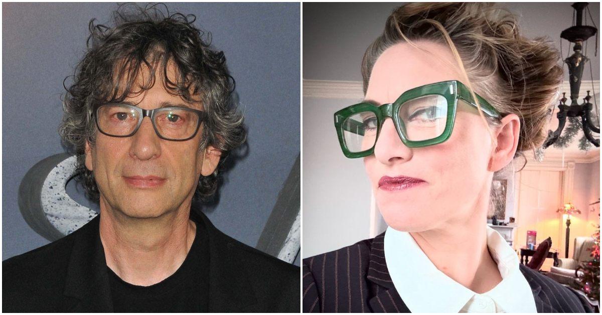 Neil Gaiman and Amanda Palmer at separate events.