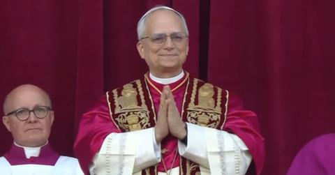 Newly elected Pope Leo XIV emerges on the balcony of St. Peter's Basilica on May 8, 2025.