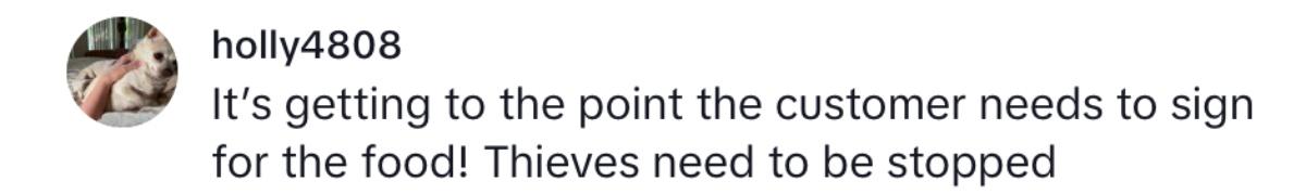 A TikTok comment about doordasher confronting customer