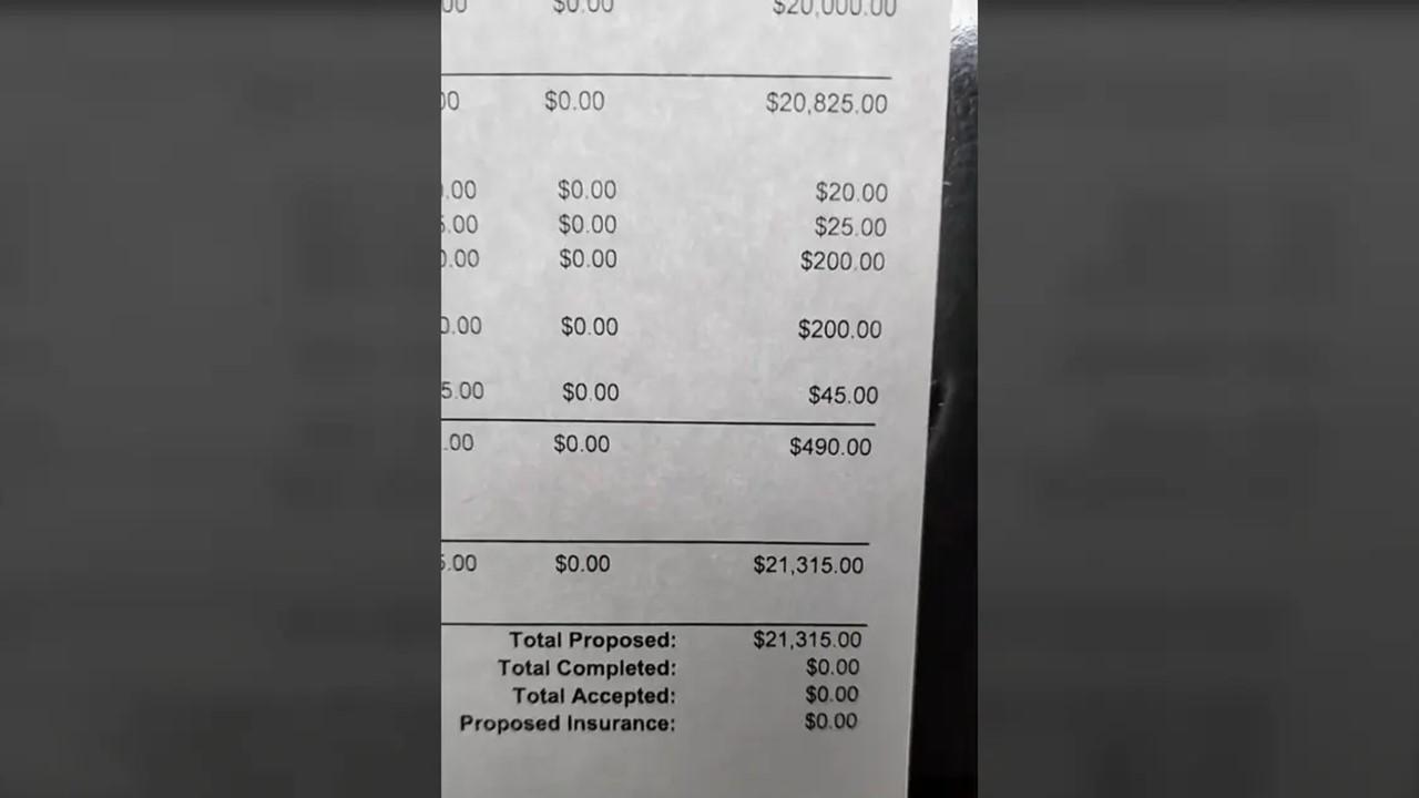 A bill showing what it would cost for OP to get her top teeth fixed