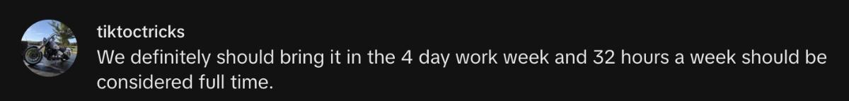 Screenshot from TikTok about working more now